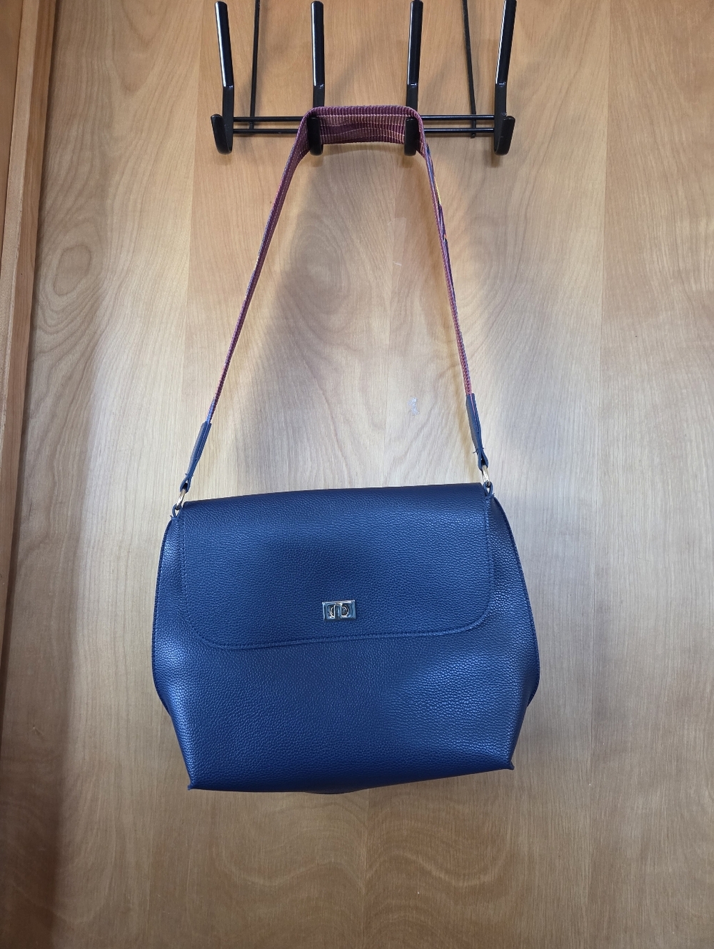 Navy Blue Bag with Multicolor Strap, like new !